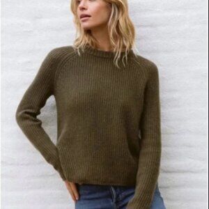 Jenni Kayne Cashmere Fisherman Sweater Olive Green XS - W/ SOME HOLES (see pics)